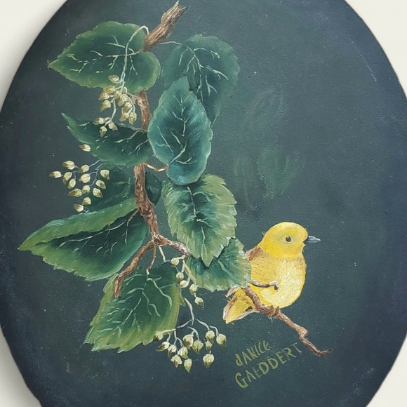 Original Bird Painting Oval Unframed Dark Academia Cottagecore Forest Fairy - Picture 3 of 8